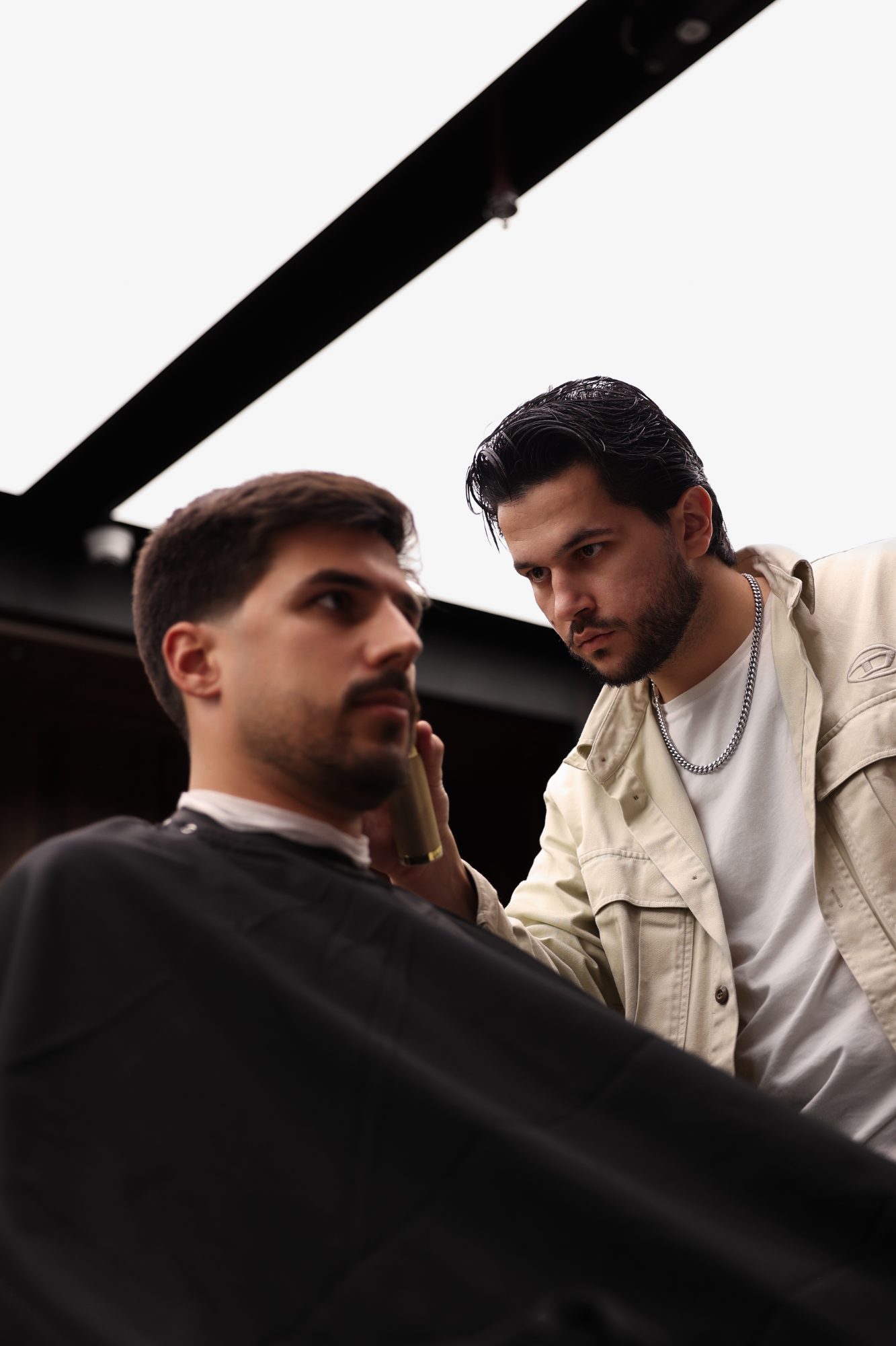 M3 Barbershop — barber and client